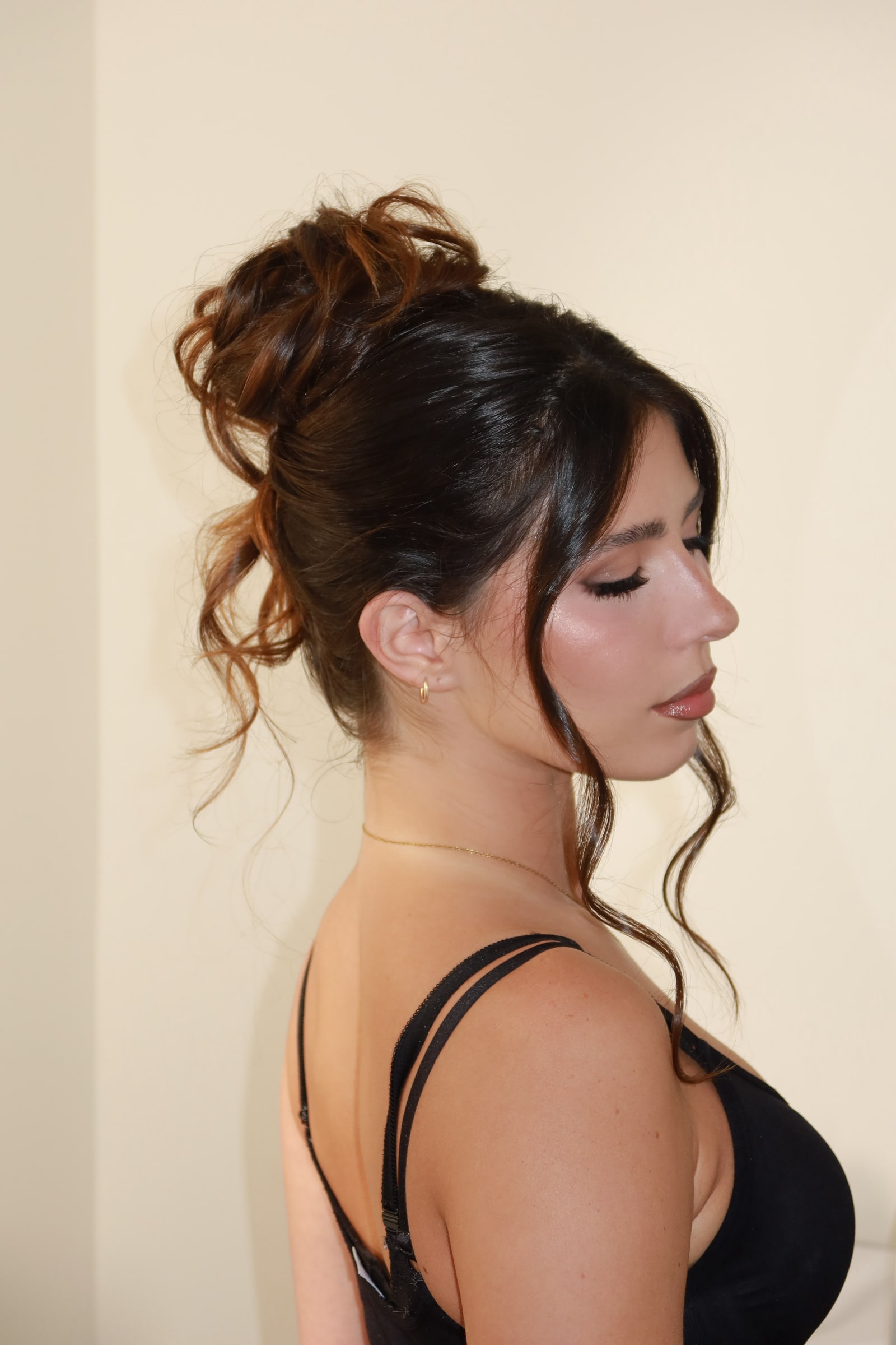 Elegant updo and soft glam makeup